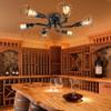 LITFAD 6-Light Industrial Pipe Ceiling Light with Metal Cage Shade, Black view 4