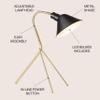 JONATHAN Y Mae Modern Metal Task Desk Lamp 20.25", Brass Gold/Black view 2