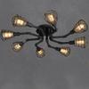 LITFAD 8-Light Industrial Pipe Ceiling Light with Metal Cage Shade, Black view 1