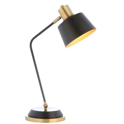 JONATHAN Y Rochelle 23" 1-Light Metal LED Task Lamp, Black/Brass Gold