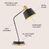 JONATHAN Y Rochelle 23" 1-Light Metal LED Task Lamp, Black/Brass Gold view 2