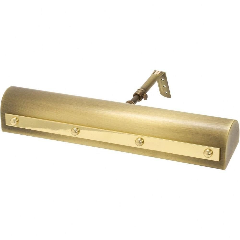 Traditional 14" W Antique Brass Picture Light w/Rivet Motif