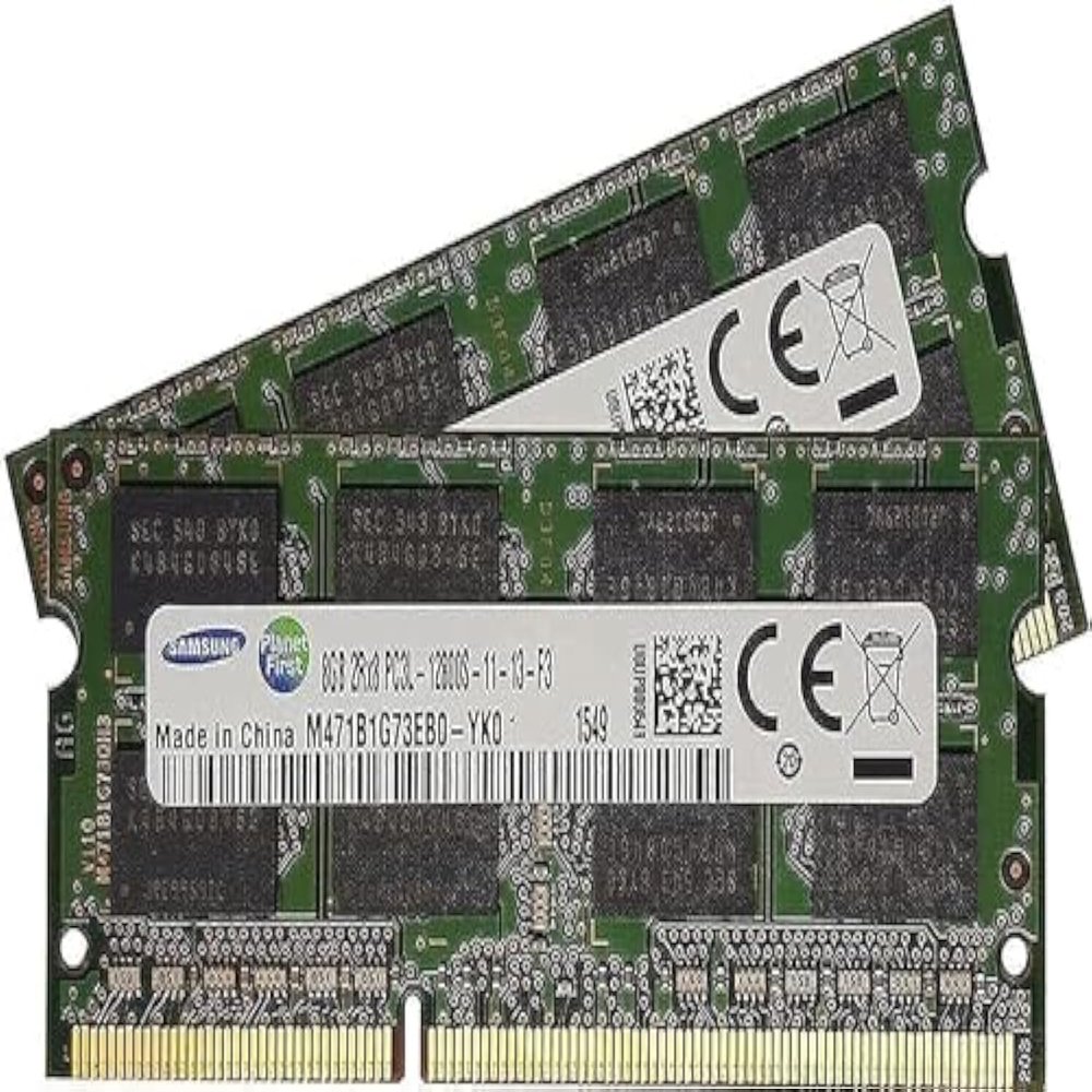 Samsung 16GB (2 x 8GB) 204-pin SODIMM, DDR3 PC3L-12800, 1600MHz ram Memory Module for laptops (M471B1G73EB0-YK0 x 2)