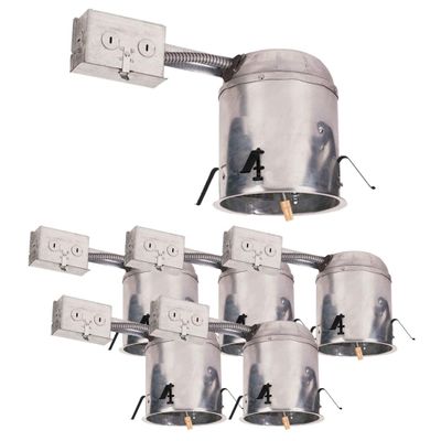 AH Lighting 6 Inch LED Dedicated IC Recessed Housing for Remodel Applications - Air Tight Construction, Junction Box - cUL Listed - California Title 24 Compliant - 6-Pack