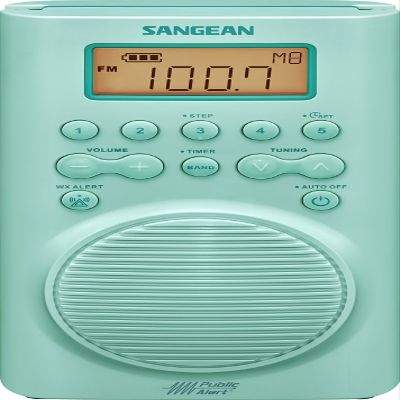 Sangean H205TQ Portable AM/FM/Weather Alert Digital Tuning Waterproof Shower Radio, Turquoise