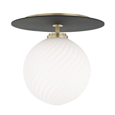 Mitzi H200501L-AGB/BK Ellis - 1 Light Semi Flush 9.5 inches Tall and 10.25 inches Wide - Aged Brass/Black