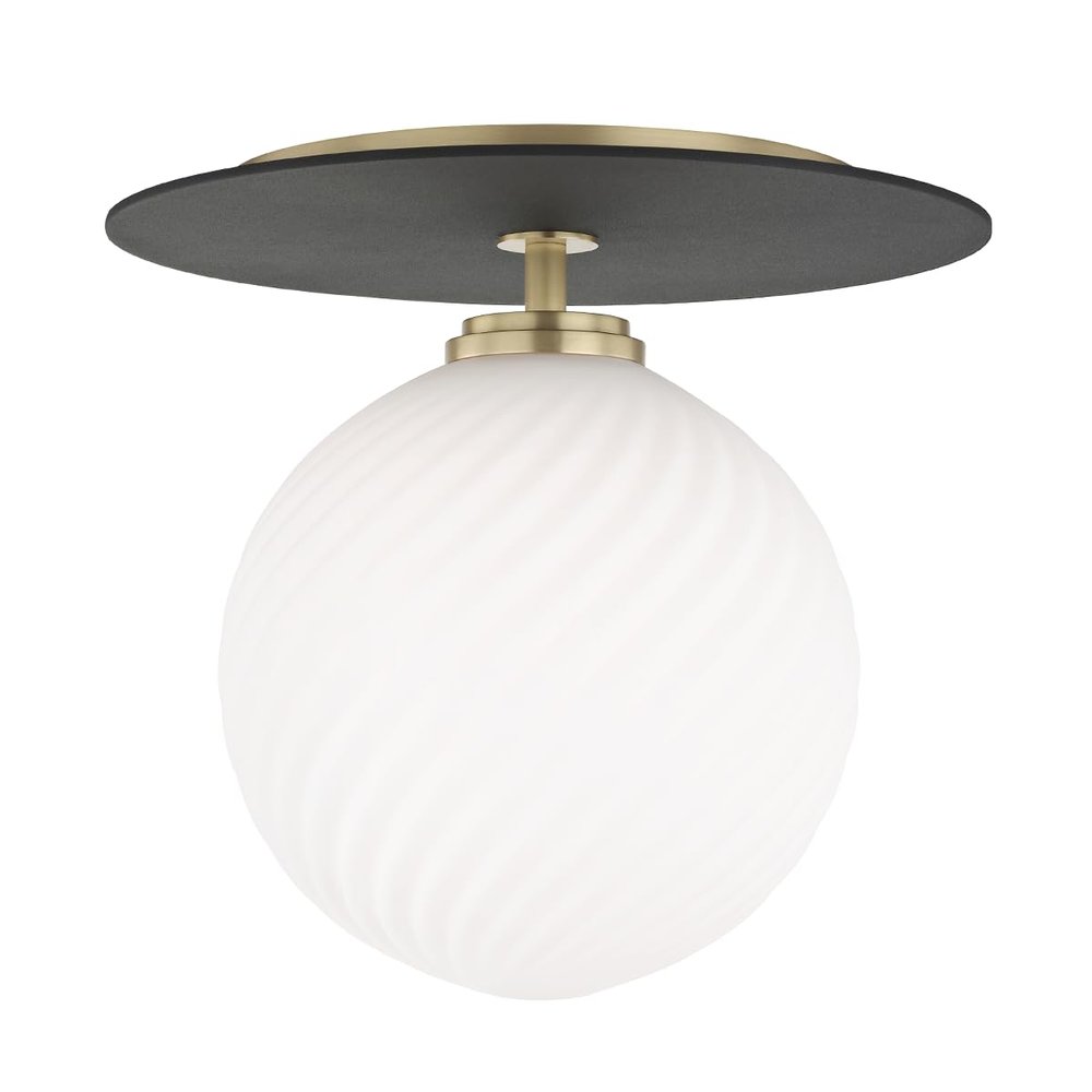 Mitzi H200501L-AGB/BK Ellis - 1 Light Semi Flush 9.5 inches Tall and 10.25 inches Wide - Aged Brass/Black