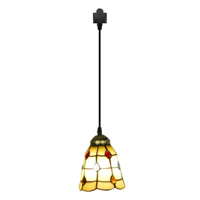 Kiven 5.9-inches Jewels Tiffany Style Stained Glass H-Type Track Pendant Fixture with 1-Light (Multi-Colored)