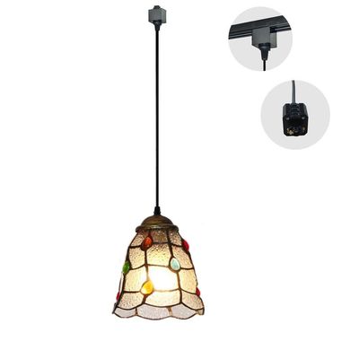 Kiven 5.9-inches Mini Tiffany Style Stained Glass H-type Track Pendant Fixture,Bulb Sold Separately