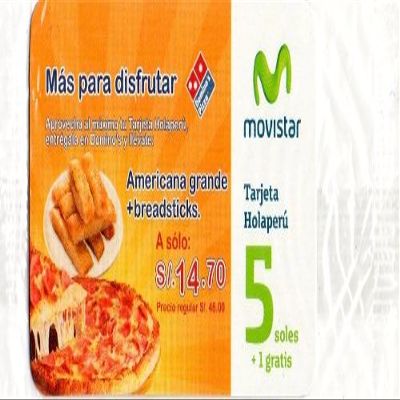 Peruvian Phone Card Movistar Hola Peru Dominos Pizza 2012