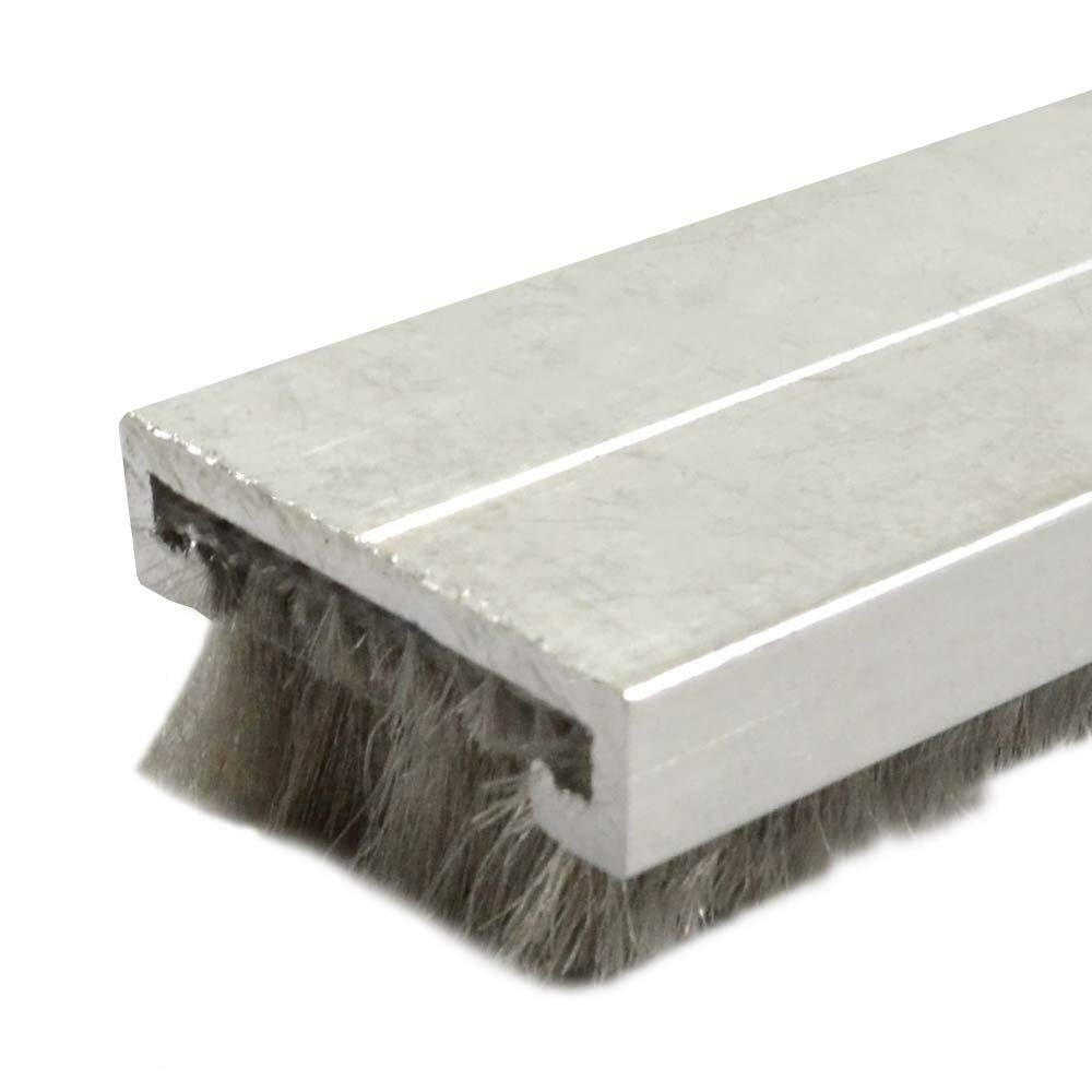 Mill Aluminum Mortised Door Bottom Sweep with Pile Brush Seal (7452MA) in (60''), SMS # 6 x 1/2'' Supplied
