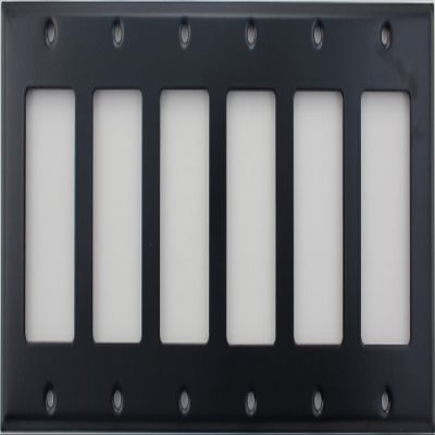 Black 6 Gang GFI Rocker Opening Wall Plate - 6 GFI Rockers