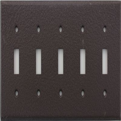 Brown Wrinkle 5 Gang Toggle Switch Wall Plate