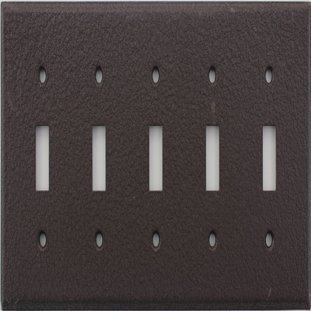 Brown Wrinkle 5 Gang Toggle Switch Wall Plate