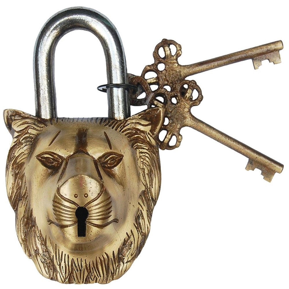 RoyaltyLane Lion Face Brass Pad Lock