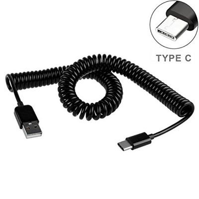 Black Coiled Type-C Cable Rapid Charger Sync USB Wire USB-C Power Data Transfer Cord for Verizon Motorola Moto Z Play Droid - Verizon Motorola Moto Z2 Force - Verizon Motorola Moto Z2 Play