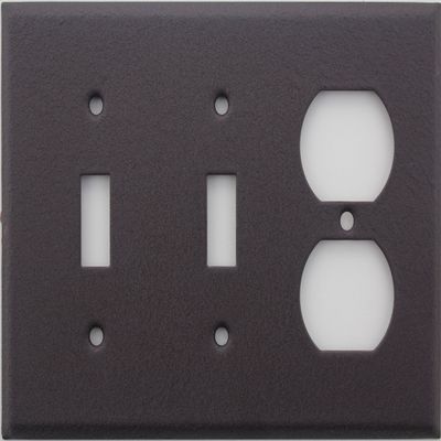 Brown Wrinkle 3 Gang Wall Plate - 2 Toggle Switches 1 Duplex Outlet
