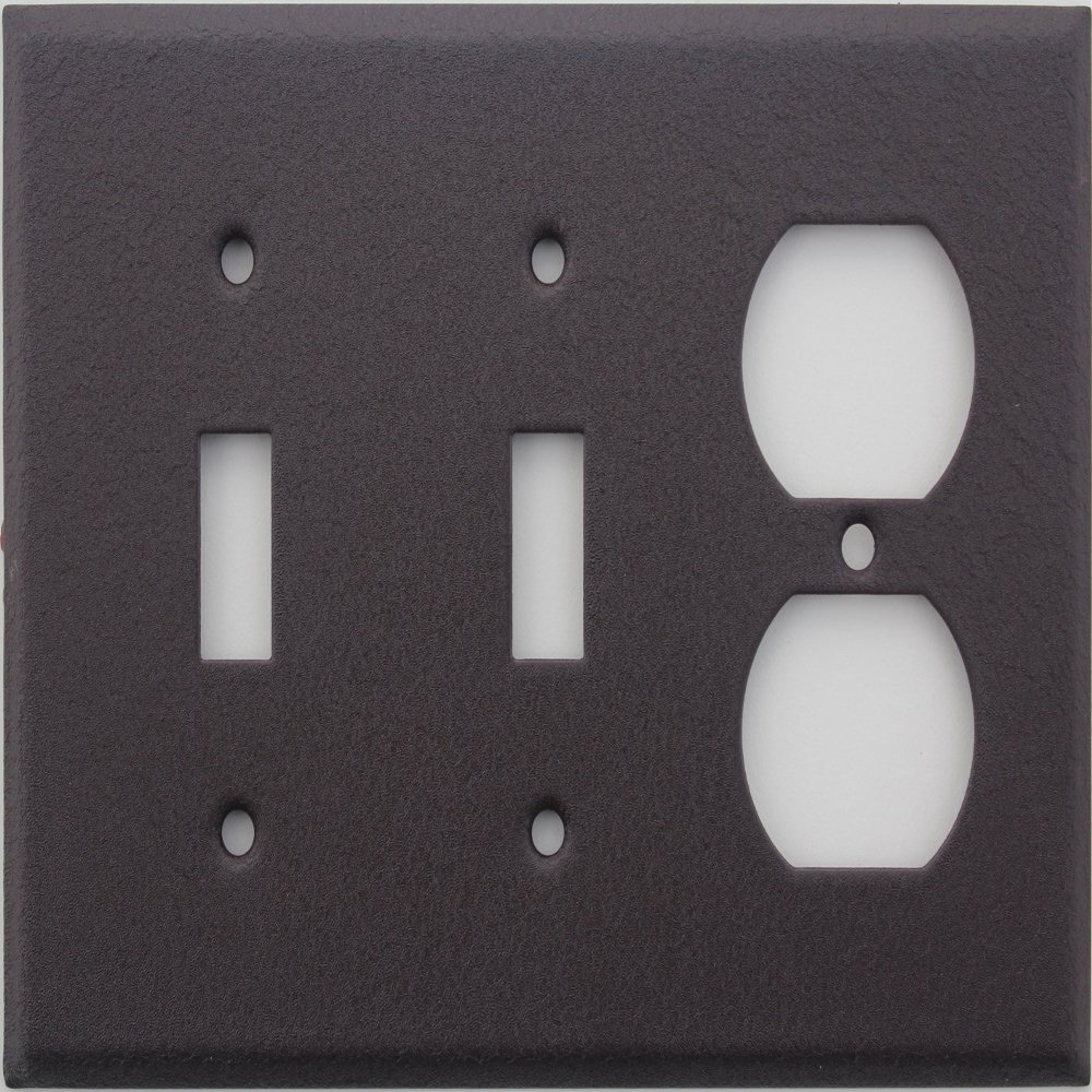 Brown Wrinkle 3 Gang Wall Plate - 2 Toggle Switches 1 Duplex Outlet