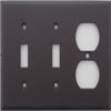 Brown Wrinkle 3 Gang Wall Plate - 2 Toggle Switches 1 Duplex Outlet view 1