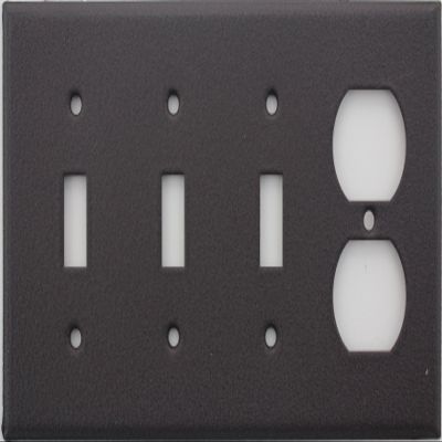 Brown Wrinkle 4 Gang Wall Plate - 3 Toggle Switches 1 Duplex Outlet