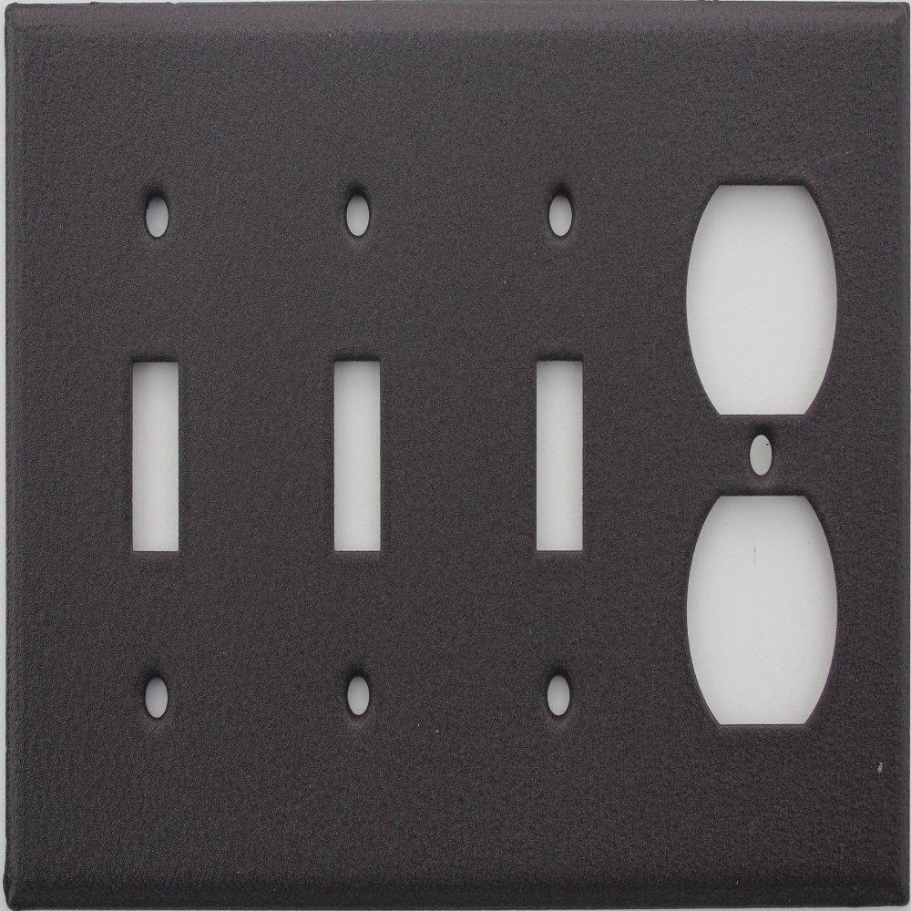 Brown Wrinkle 4 Gang Wall Plate - 3 Toggle Switches 1 Duplex Outlet