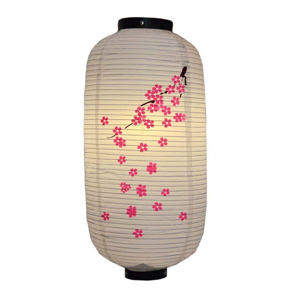 Japanese Style Hanging Lanterns Sushi Bar Restaurant Folding Lantern for Izakaya, White Sakura