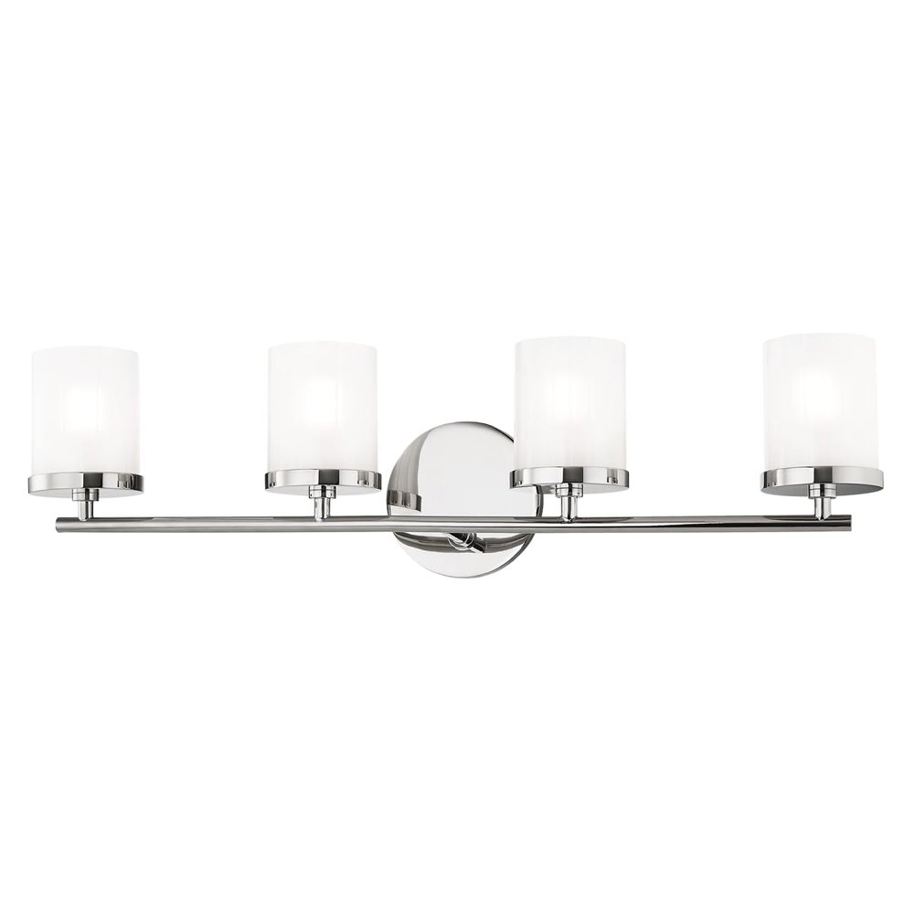 Hudson Valley Lighting Mitzi H239304-PN Ryan Bathroom, 4-Light, 35W, Silver Finish, Clear Frosted Glass (24.75''W x 6.25''H)