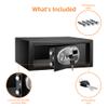 Amazon Basics Steel Security Safe and Lock Box with Digital Keypad, Electronic Lock, Emergency Key Open, Secure Cash, Jewelry, Documents, Black, 0.7 Cubic Feet, 16.9-x-14.6-x-7.1-inches (WxDxH) view 4
