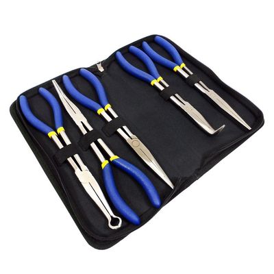 11 Long Needle Nose Pliers Set 5-Piece Plier Kit (Storage Bag Included)