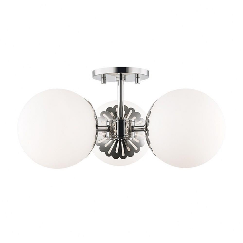MITZI HUDSON VALLEY LIGHTING H193603-PN Paige Ceiling Fixtures, 3-light, 60W, Polished Nickel Finish, Opal Matte Glass (17.5''W x 7.75''H)