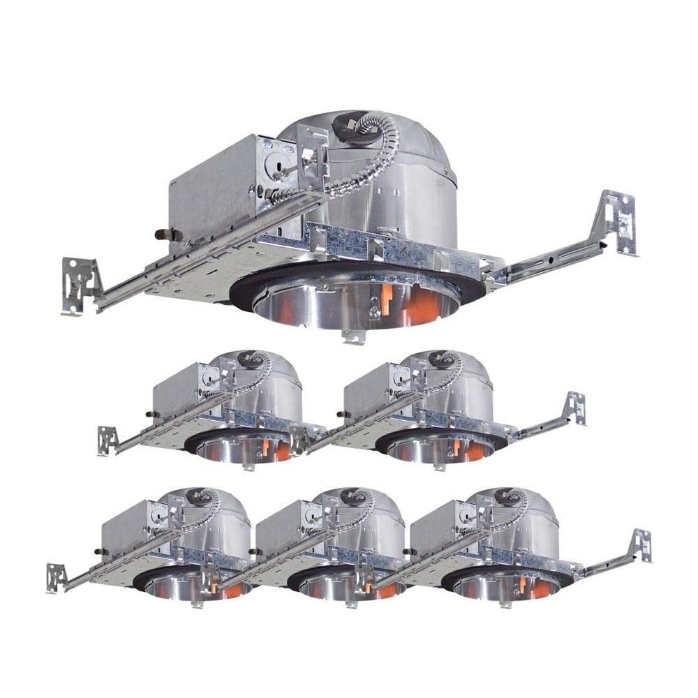 AH Lighting, 6 Inch Galvanized New Construction Recessed Shallow Housing with Junction Box, IC Rated and Air Tight Can, UL Listed, T24 Certified, Durable Material, LED Ceiling Light