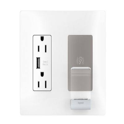 Legrand Radiant 15 Amp Qi Wireless Charging and Type A USB Outlet White 1pk