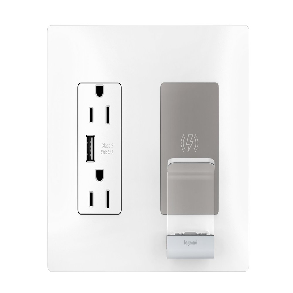 Legrand Radiant 15 Amp Qi Wireless Charging and Type A USB Outlet White 1pk