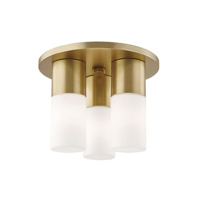 MITZI HUDSON VALLEY LIGHTING H196503-AGB Lola Ceiling Fixtures, 3-Light, 4W, Aged Brass Finish, Opal Matte Glass (9.25''W x 7''H)