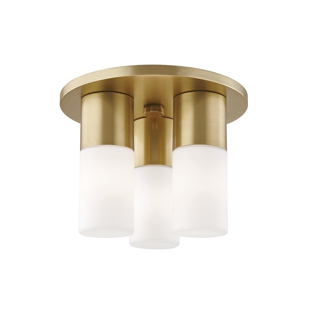 MITZI HUDSON VALLEY LIGHTING H196503-AGB Lola Ceiling Fixtures, 3-Light, 4W, Aged Brass Finish, Opal Matte Glass (9.25''W x 7''H)