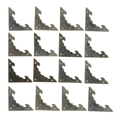 dophee 16 Pack Vintage Metal Flat Corner Protectors, 1.57"x1.57"