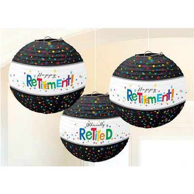 Unique Officially Retired Printed Paper Lanterns - 9.5" (Pack of 3) - Vibrant Colors & Durable Material | Perfect Retirement Party Decorations