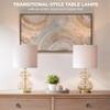 510 DESIGN Table Lamp for Bedroom - Curved Tinted Glass, Nightstand Lamp, Modern Set of 2 Bedside Lamp with Gold Base, Clear Polarized Cord, Socket Rotary Switch, Accent Lamp Decor, Gold view 2