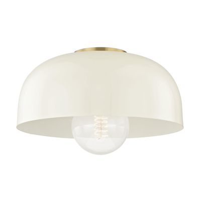 Mitzi H199501L-AGB/CR Avery - 1 Light Flush Mount 8.5 inches Tall and 14 inches Wide - Aged Brass/Cream