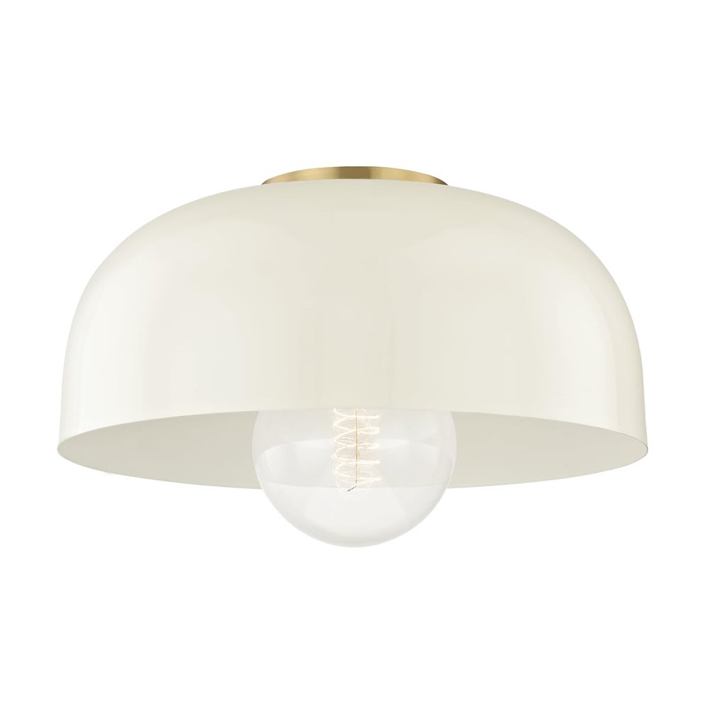 Mitzi H199501L-AGB/CR Avery - 1 Light Flush Mount 8.5 inches Tall and 14 inches Wide - Aged Brass/Cream