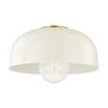 Mitzi H199501L-AGB/CR Avery - 1 Light Flush Mount 8.5 inches Tall and 14 inches Wide - Aged Brass/Cream view 1