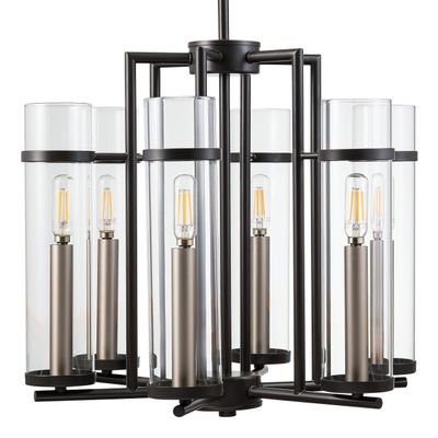 Linea di Liara Chiara 6-Light Black Chandeliers for Dining Room Modern Farmhouse Dining Room Light Fixture Over Table Kitchen Chandelier Pendant Light Fixtures with Clear Glass Shades, UL Listed