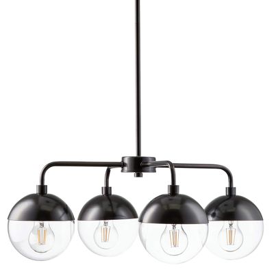 Linea di Liara Novara 4-Light Bronze Chandeliers for Dining Room Light Fixture Over Table Glass Globe Kitchen Pendant Lighting Hanging Ceiling Modern Chandelier, LED Bulbs Included, UL Listed