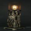 Steampunk Industrial Piping Tower Beacon Clock Mesh Table Lamp view 2