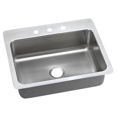 Elkay LSR27223 Lustertone Stainless Steel 27" x 22" x 8" Universal Mount Kitchen Sink 3 Faucet Holes