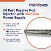 PoE Texas 24 Port PoE Injector with 48v120w Power Supply - 10/100 Data - Rack Mount - Add Passive Mode B 802.3af PoE to a Non PoE Switch for VoIP, WiFi AP, IP Camera, Security & Surveillance Systems view 2