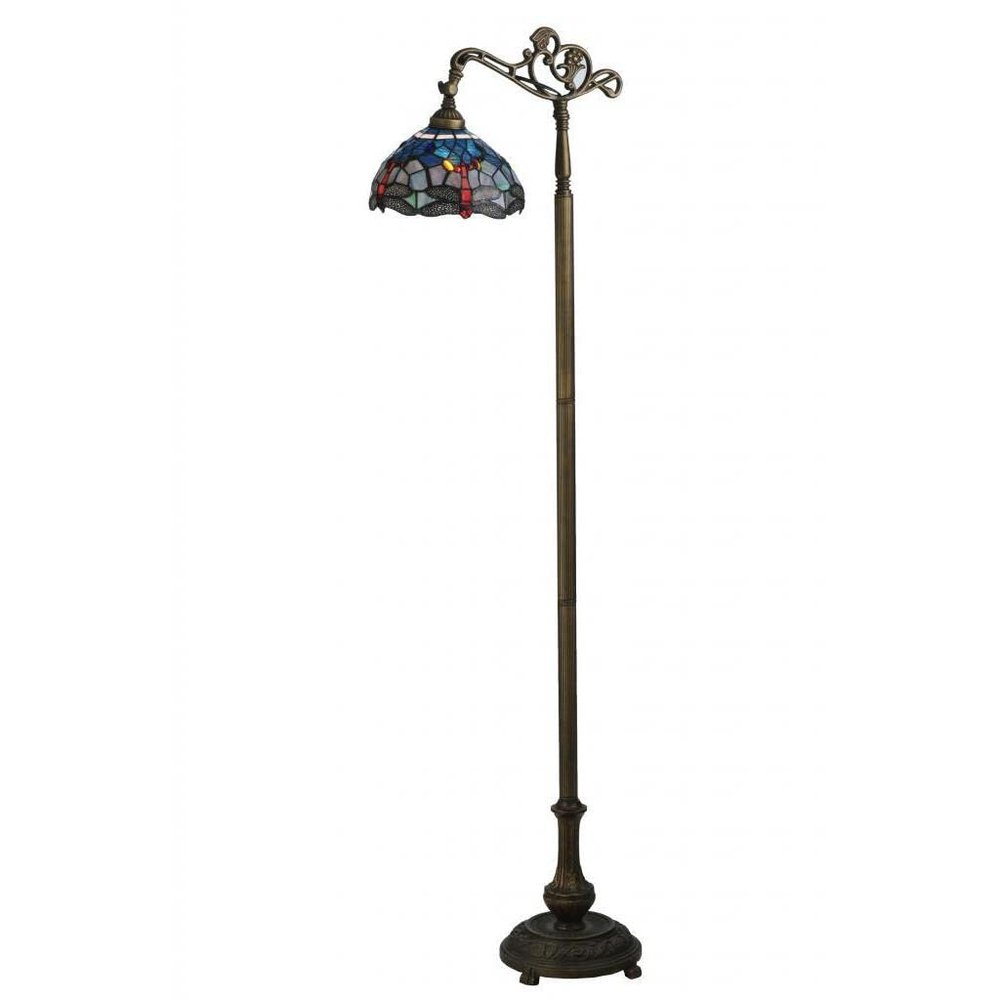 Meyda Tiffany 119648 Hanginghead Dragonfly Bridge Arm Floor Lamp, 60.5" Height