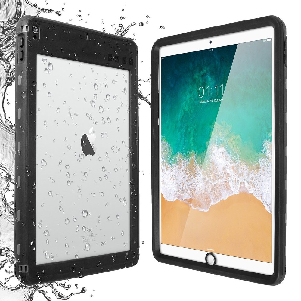 AICase iPad Pro 10.5 IP68 Waterproof, 360 Degree All Round Protective Ultra Slim Thin Dust/Snow Proof with Lanyard 2017-Black