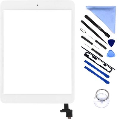First Choose White Touch Screen Digitizer for iPad mini 1 2 A1432 A1454 A1455 A1489 A1490 Replacement Screen Parts, with IC Chip,Home Button,Cameral Holder