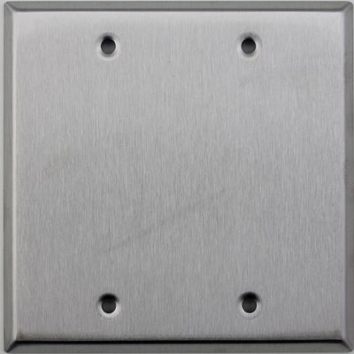 Brushed Satin Stainless Steel 2 Gang Blank Wall Plate- 2 Blank